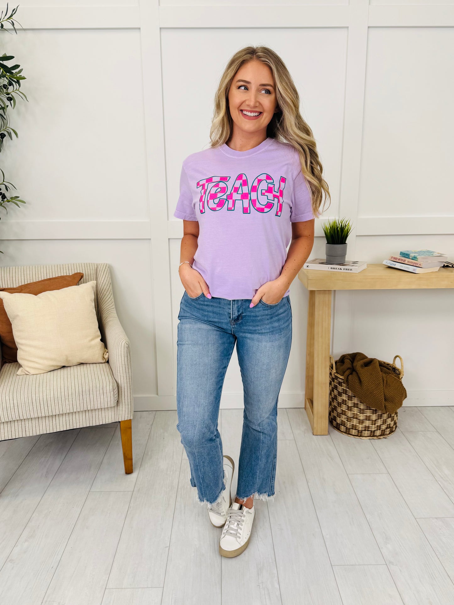 Teach Checkered Graphic Tee - Multiple Colors!