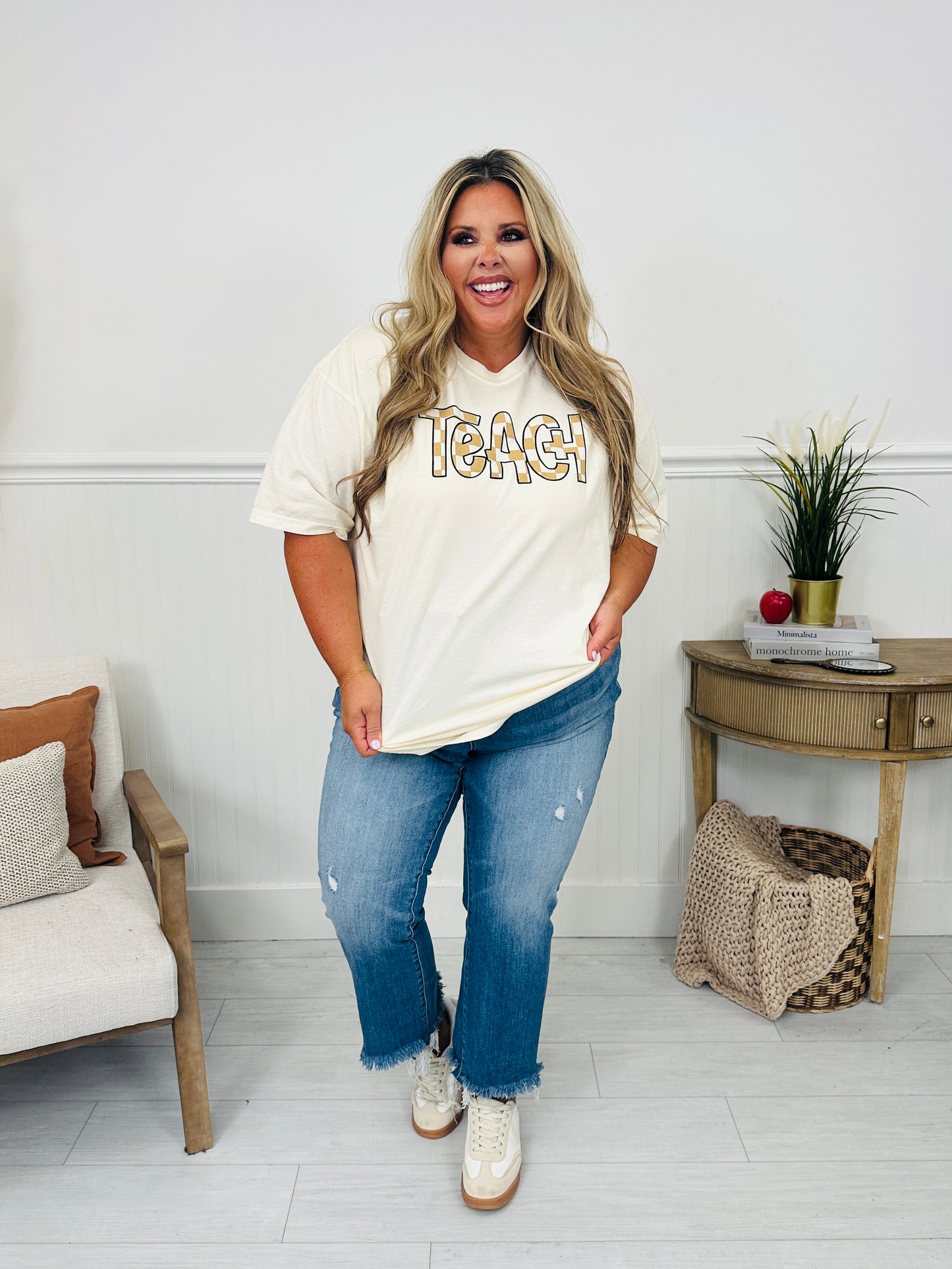 Teach Checkered Graphic Tee - Multiple Colors!