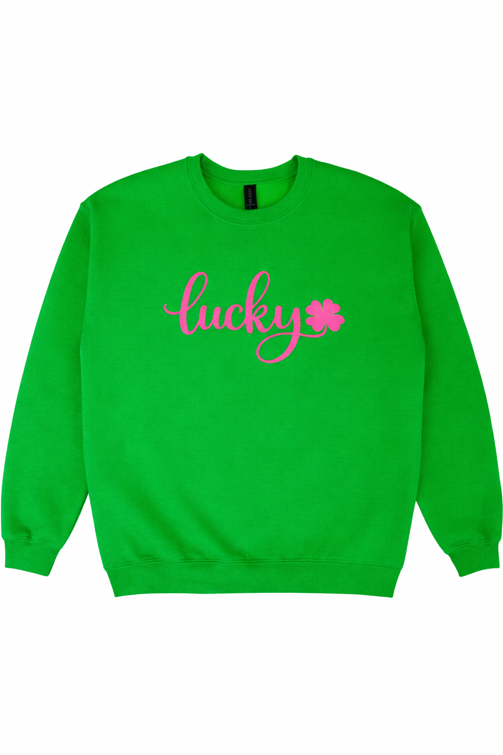 Pink Lucky Clover Puff Graphic Crewneck Sweatshirt