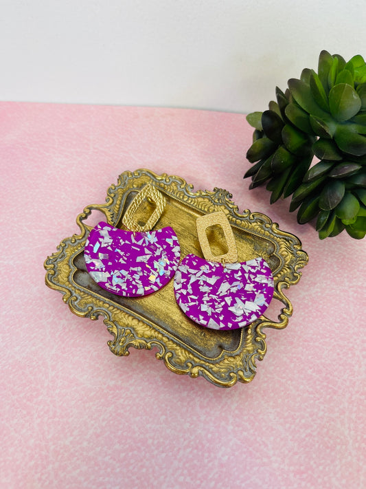 Open Rectangle Semi Circle Earring