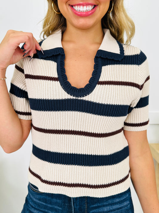 DOORBUSTER! Lines In Motion Top in Navy