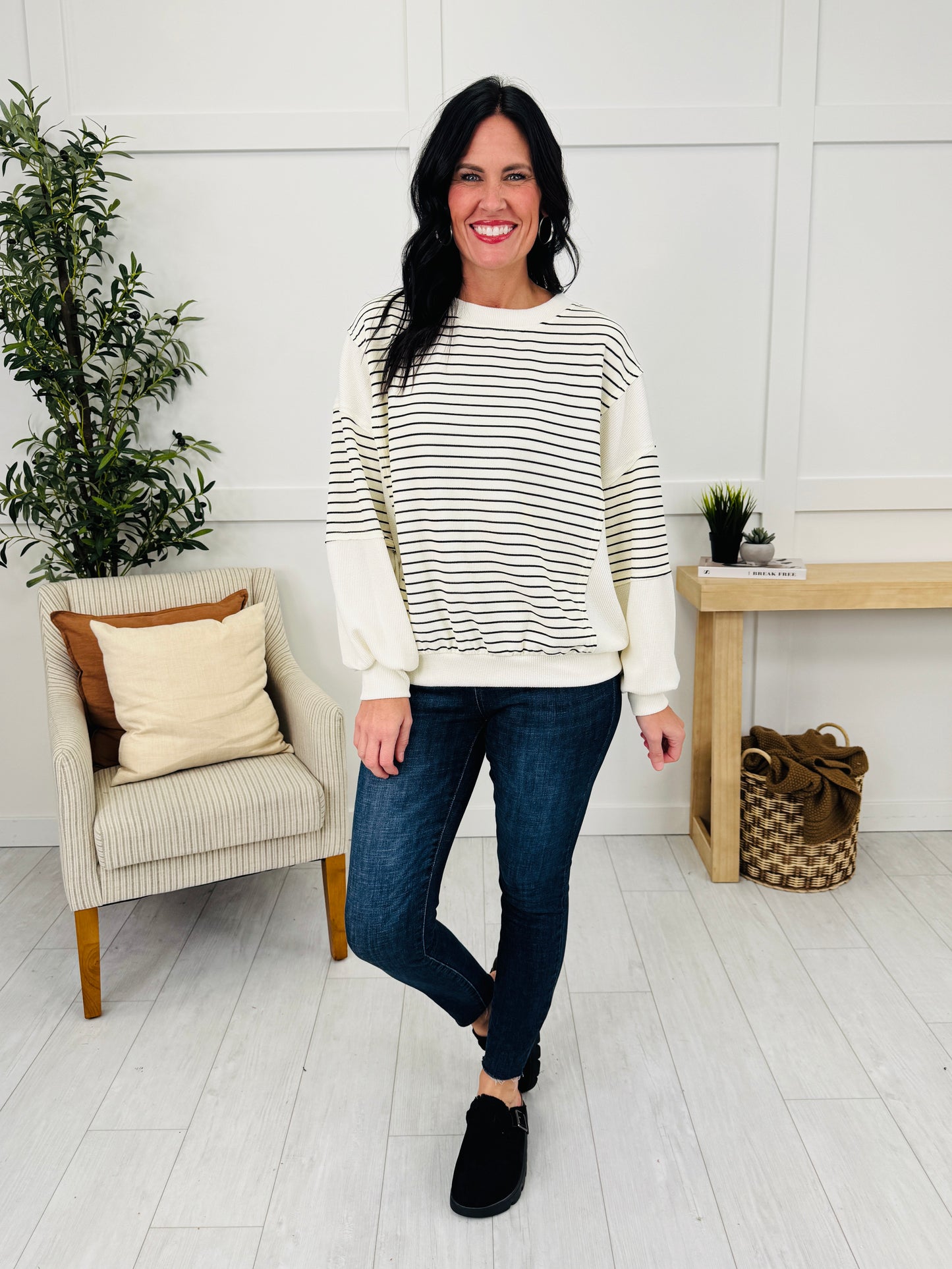 Sleek Stitching Sweater in Ivory