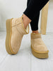 Toasty Terrain Booties In Camel Faux Suede