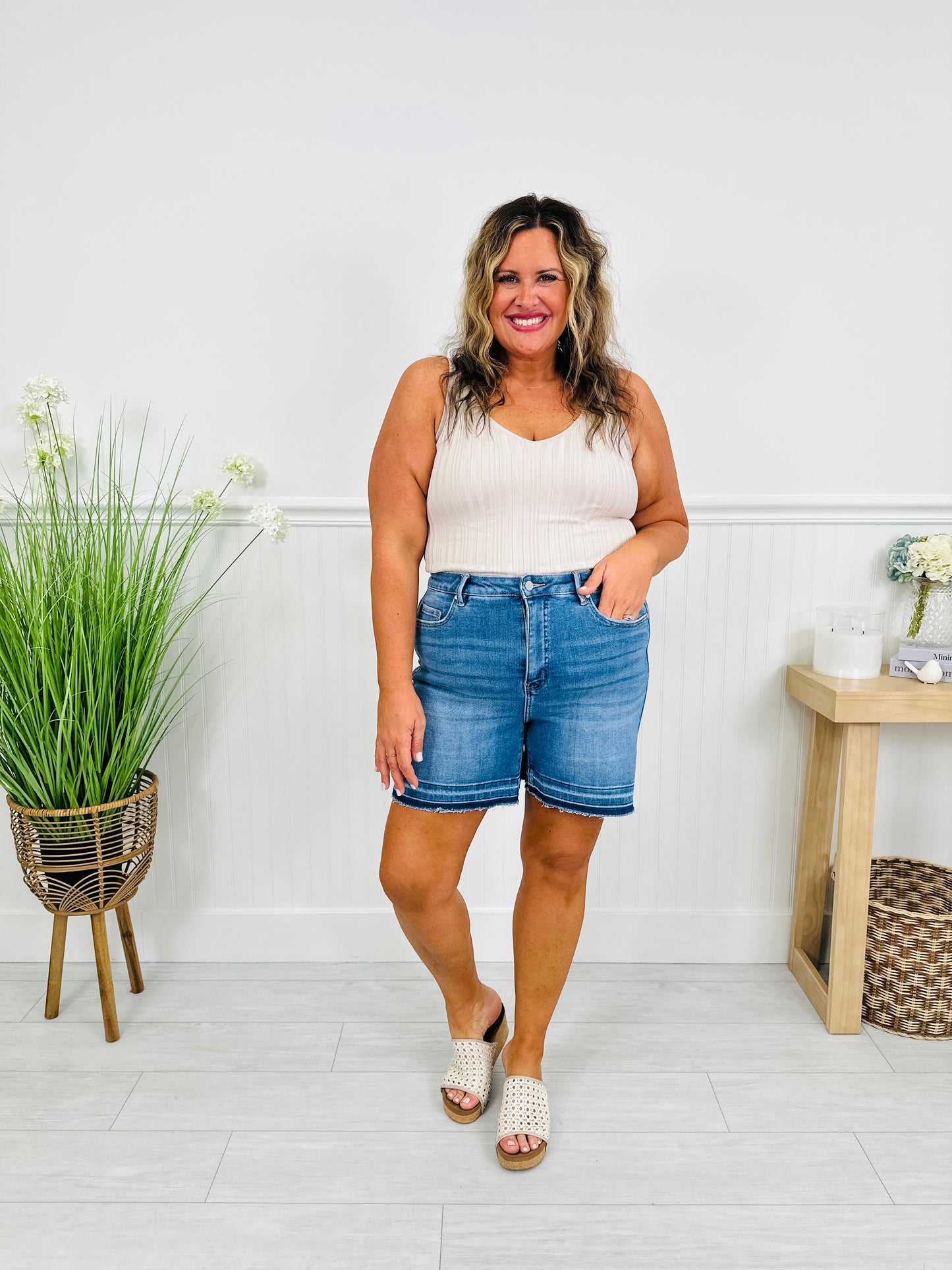 Release The Moment Tummy Control Release Hem Shorts