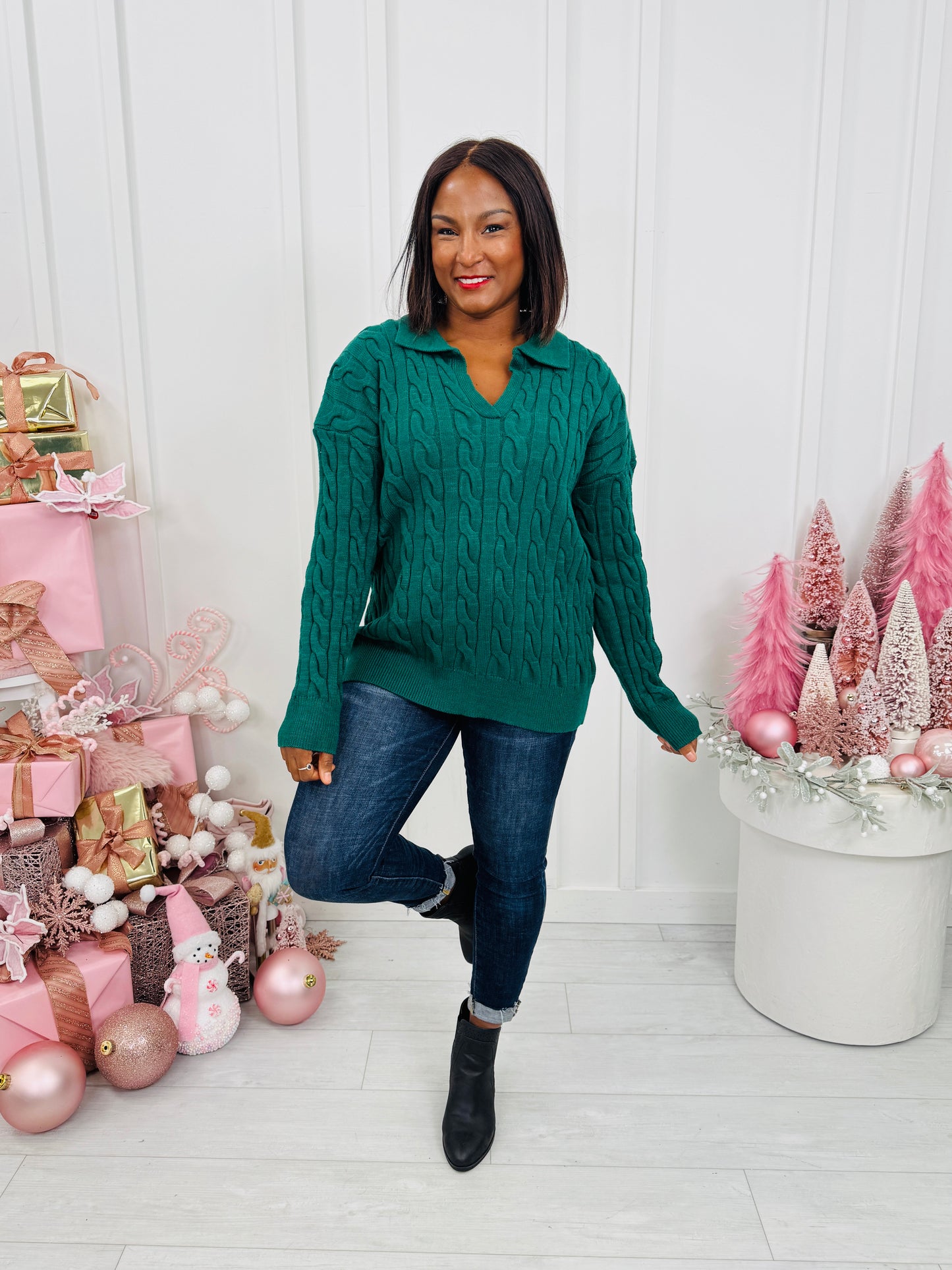 Sunday Polished Sweater in Hunter Green