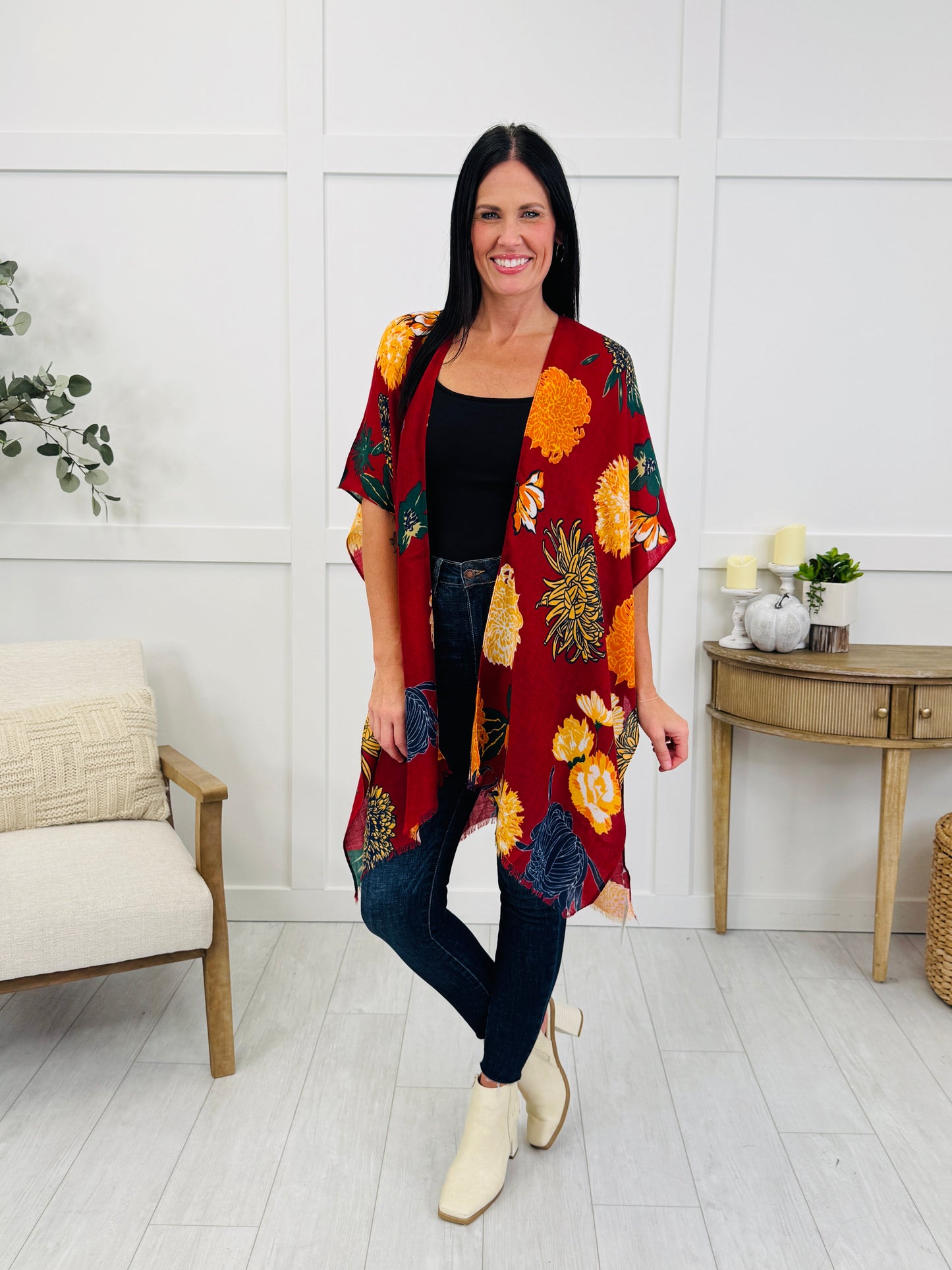 Enchanted Garden Kimono In Red