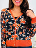 Forever In Bloom Cardigan In Navy