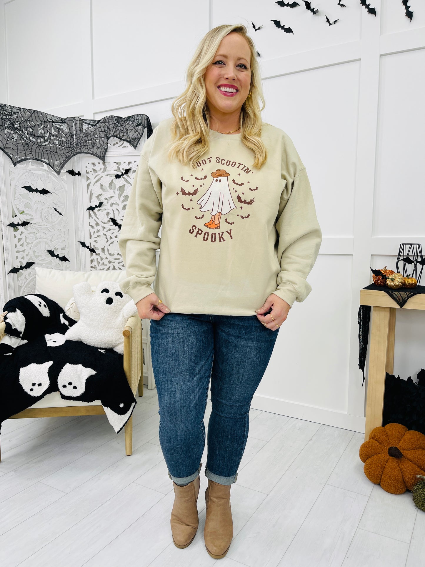 REG/CURVY Boot Scootin Spooky Graphic Sweatshirt