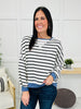 Tangled In Sunday Pullover in White/Black/Denim