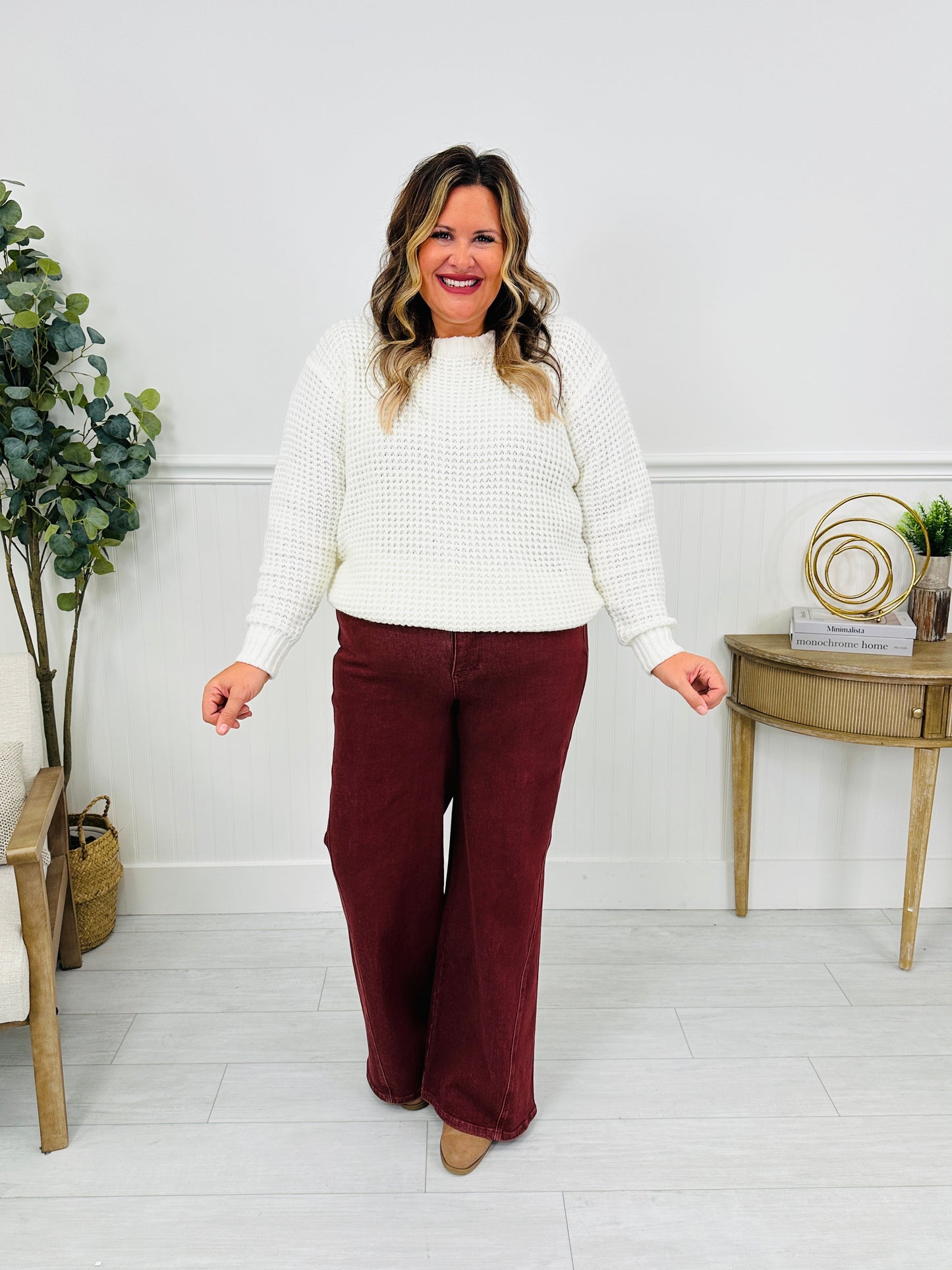 Judy Blue Cranberry Crush Retro Wide Leg Jeans