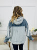 Washed & Worn Hoodie In Grey Denim
