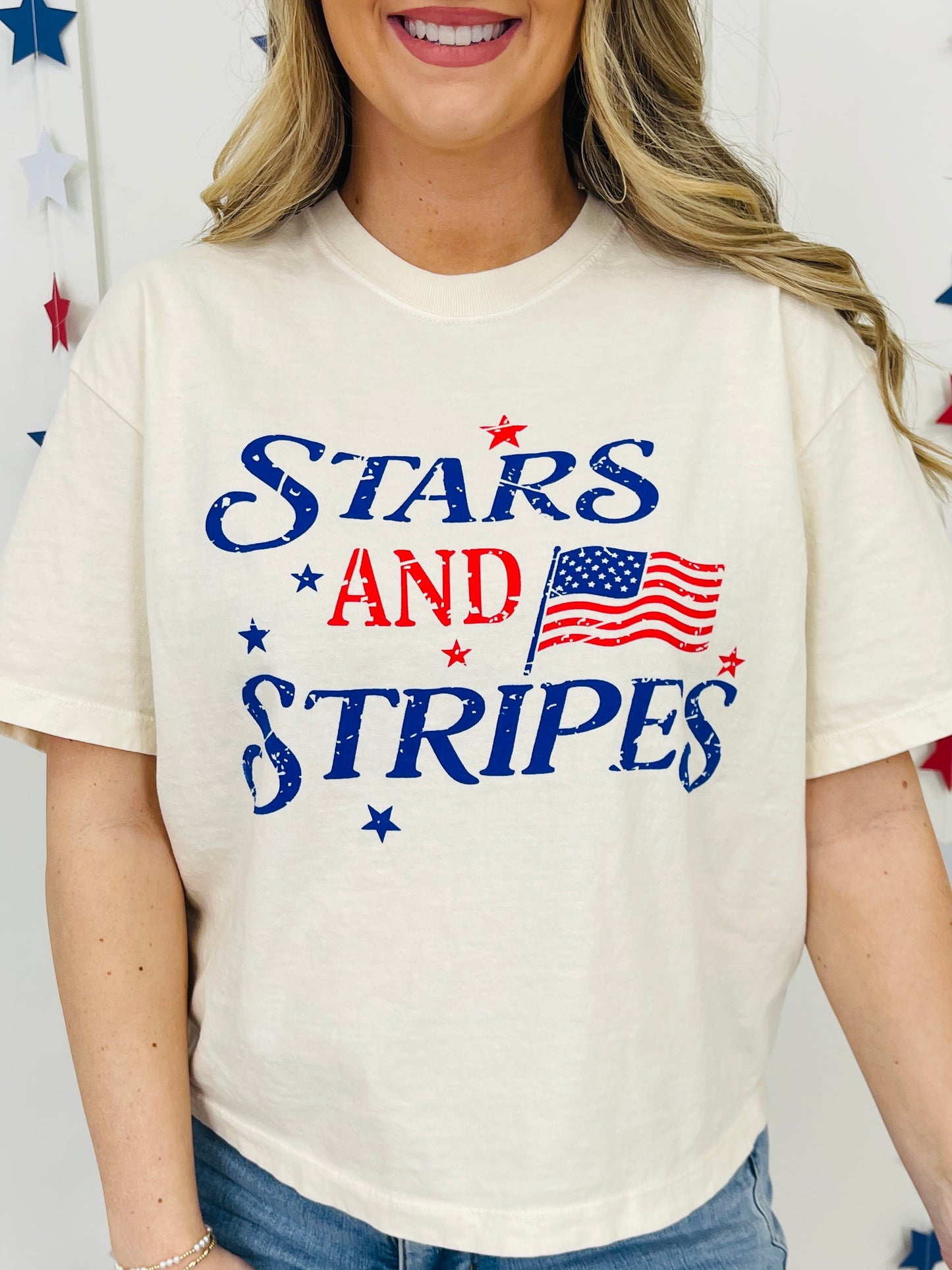 Stars And Stripes Boxy Graphic Tee