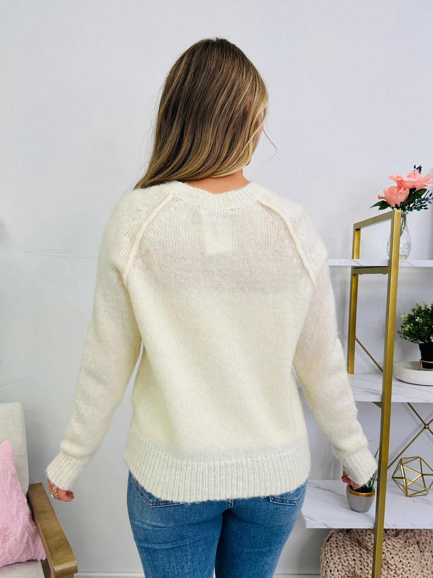 Ribboned Right Sweater in Ivory