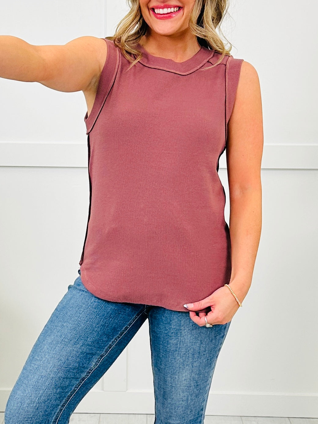 Basic Babe MOCO Exclusive Design Tank Top In Rosewood