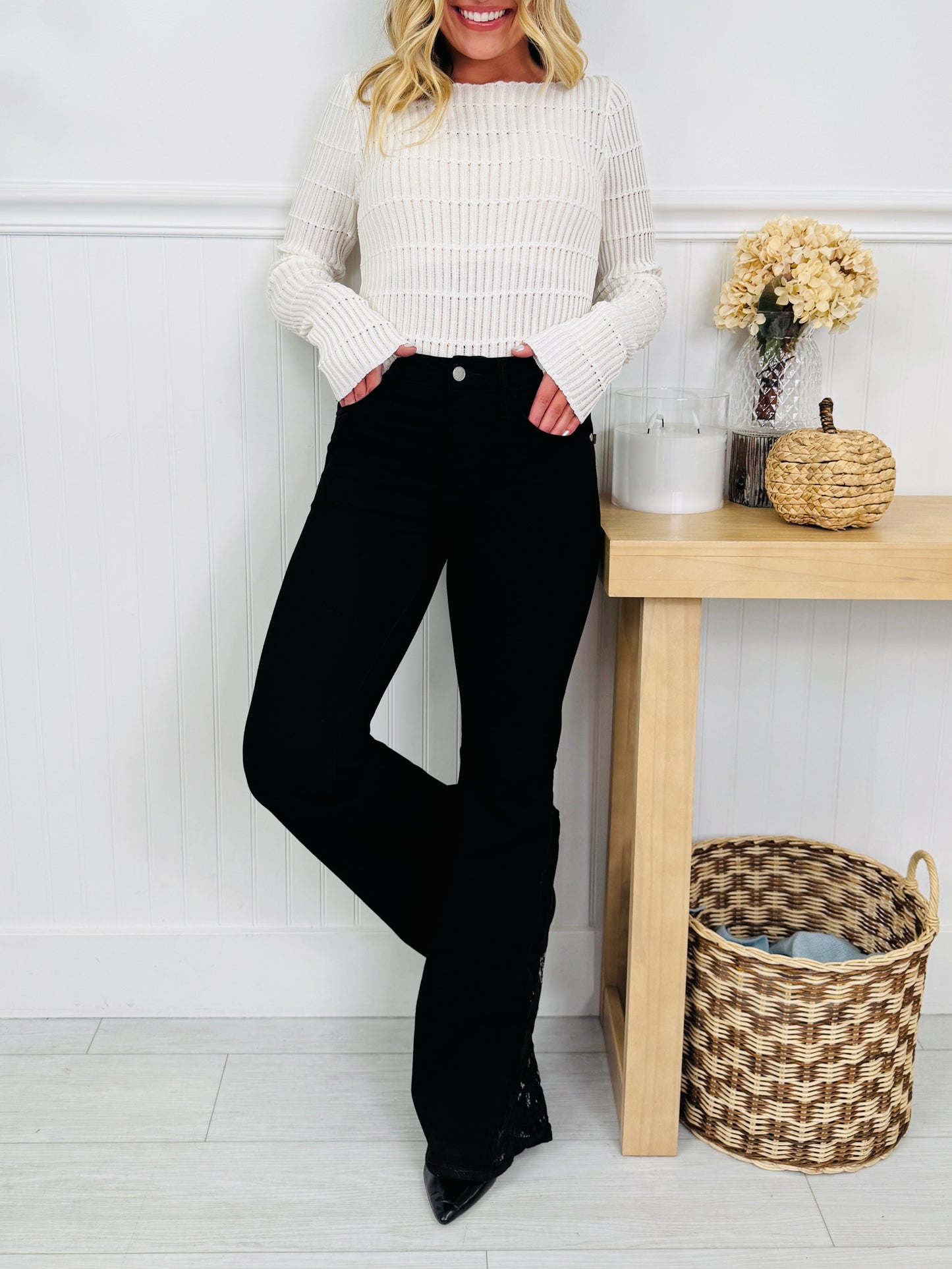 Judy Blue Lace Luxe Flare Jeans In Multiple Inseams
