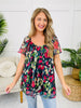 Floral Sketch Top in Dark Navy