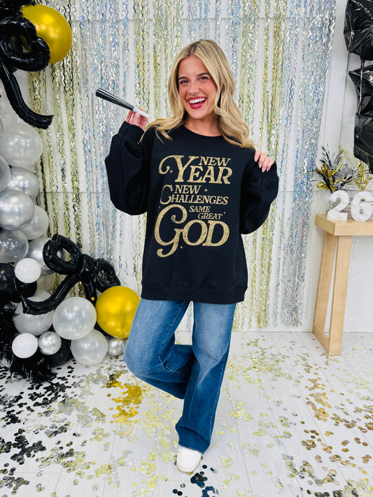 New Year, Same God Graphic Crewneck Sweatshirt