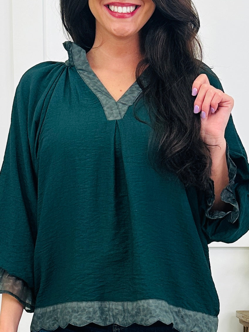 Woodland Romance Top In Hunter Green