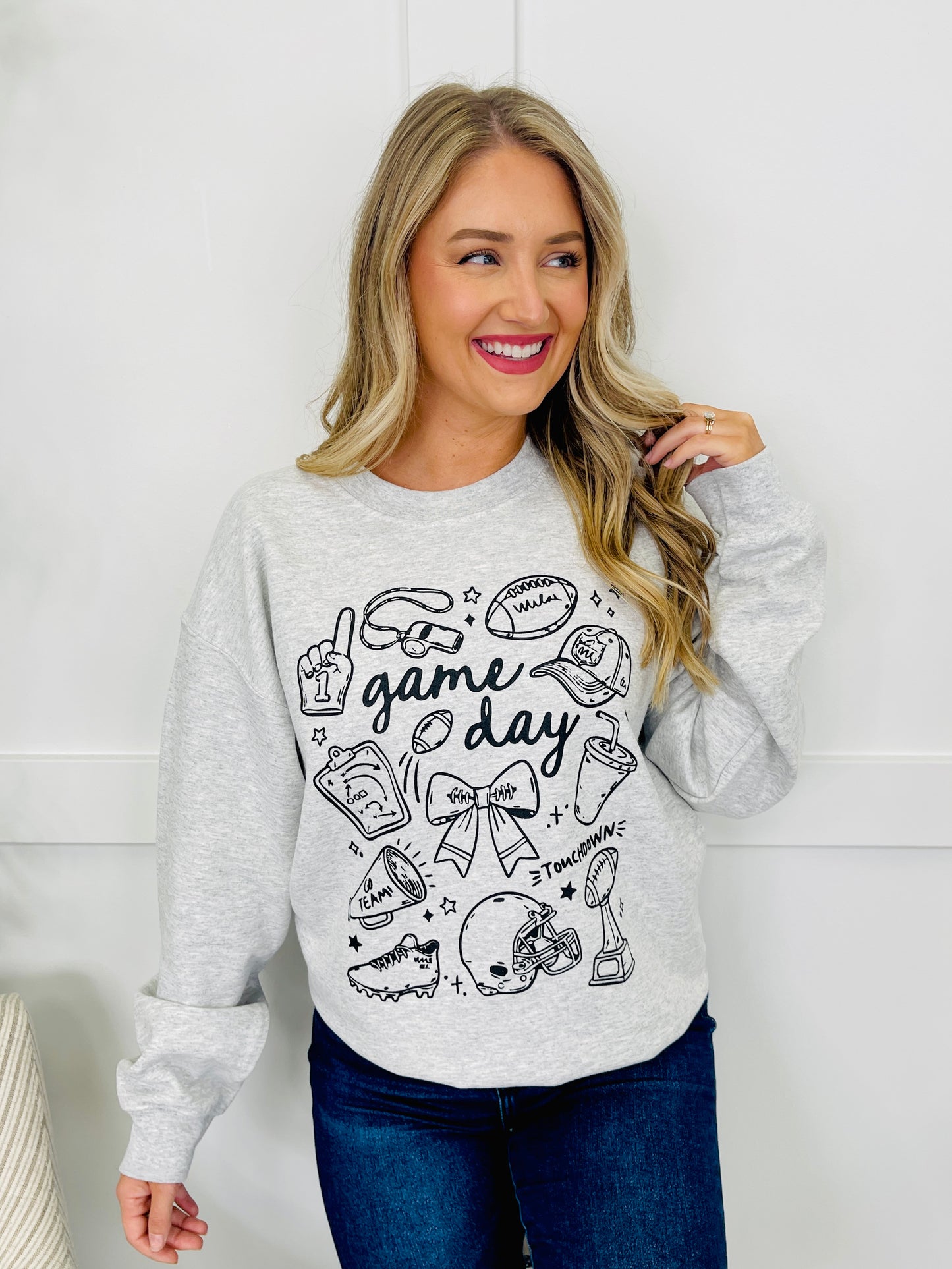 Game Day Touchdown Graphic Crewneck Sweatshirt