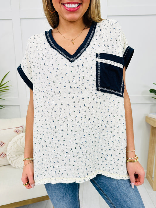 Written In The Stars Top In Cream/Indigo