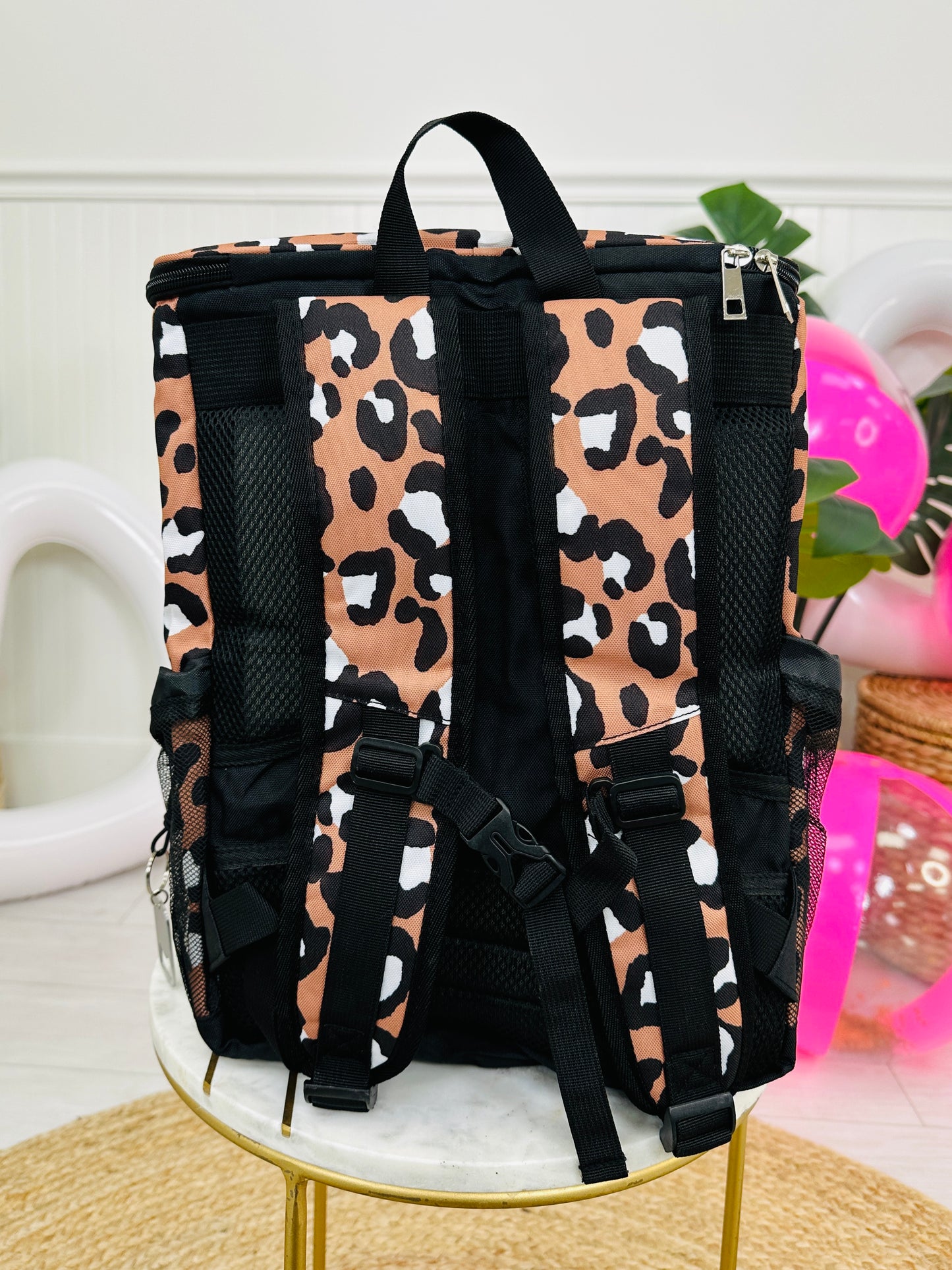 Leopard Print Backpack Cooler