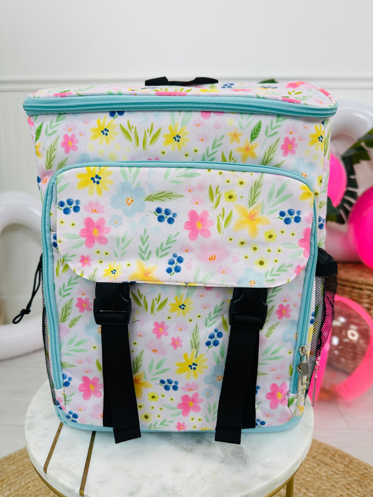 Flower Print Backpack Cooler