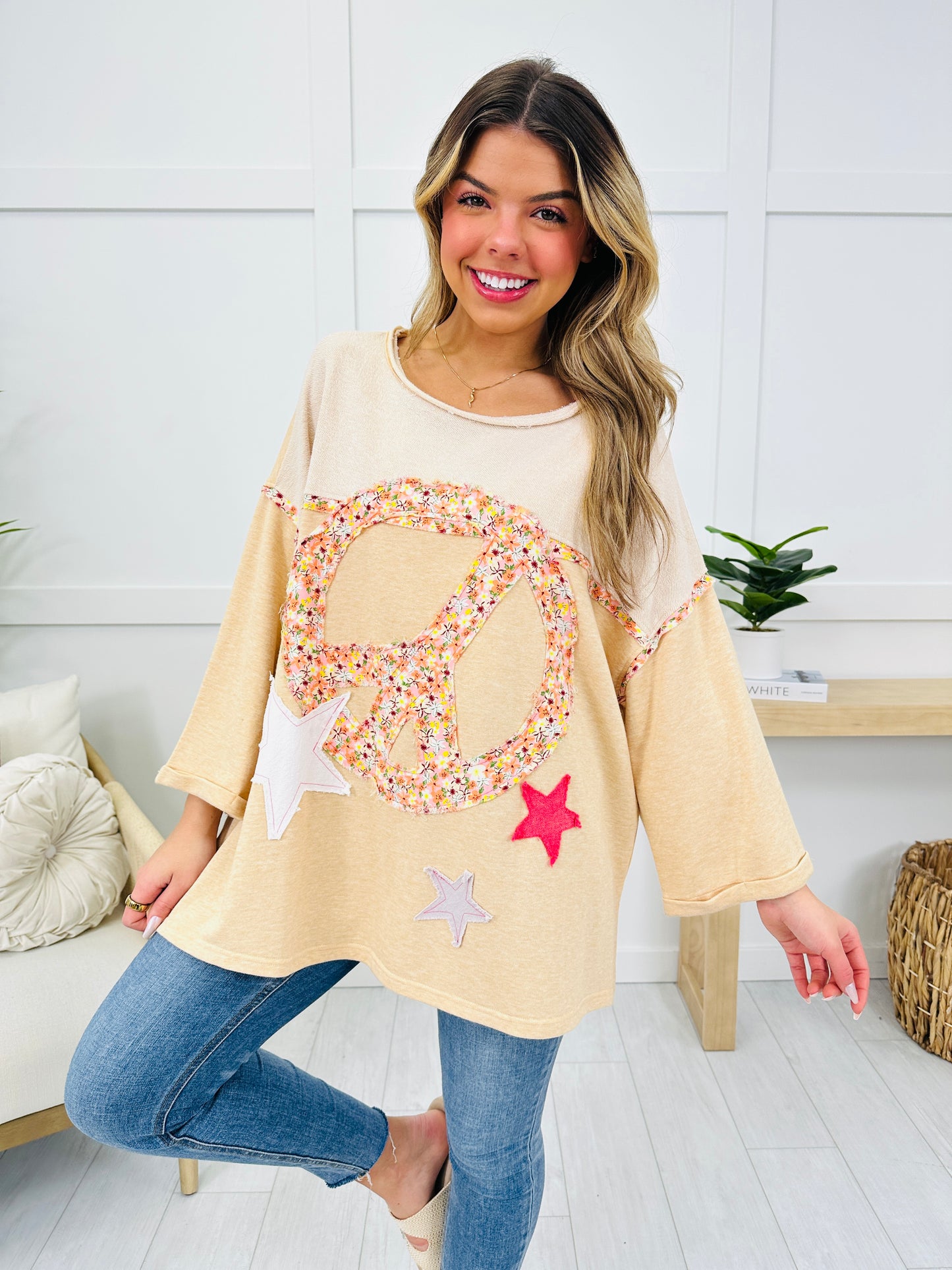 Stardust Peace Top In Straw