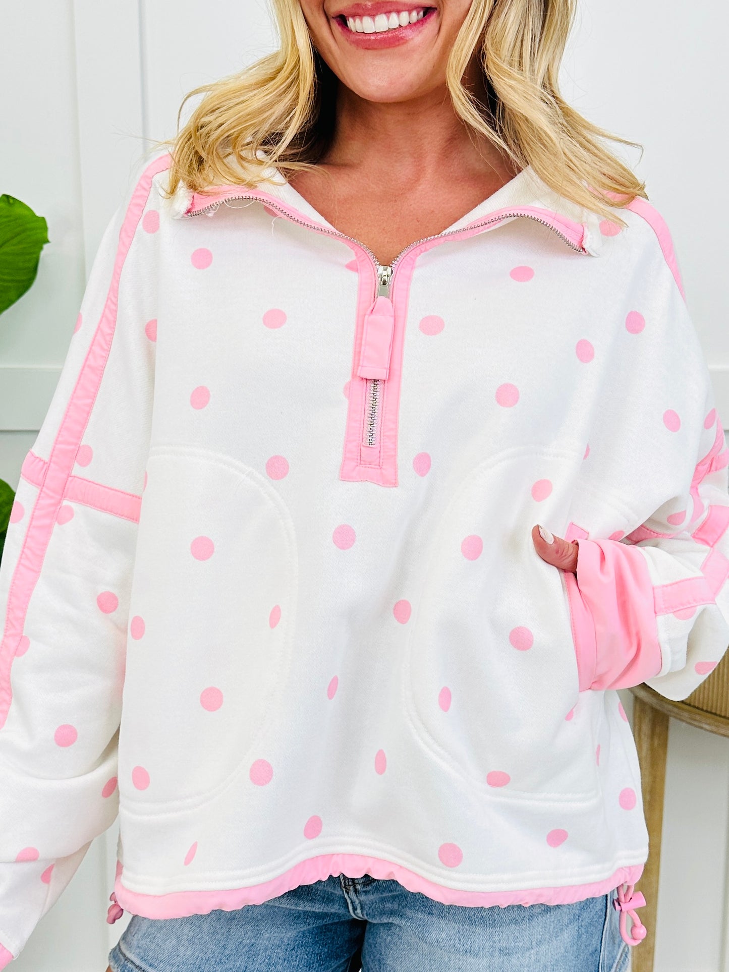 Polka Party Pullover In Pink