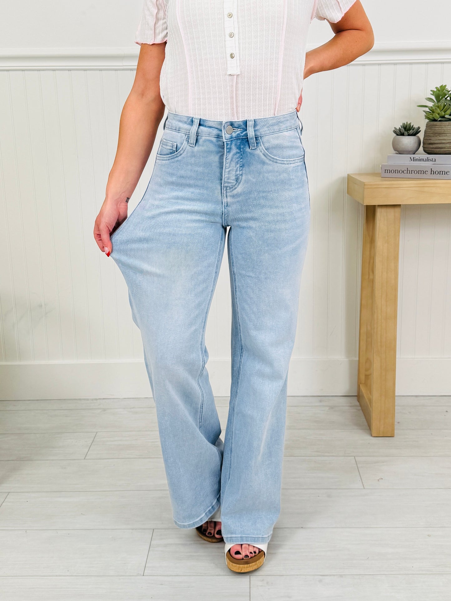 Bow Bliss Wide Leg Jeans with Tummy Control