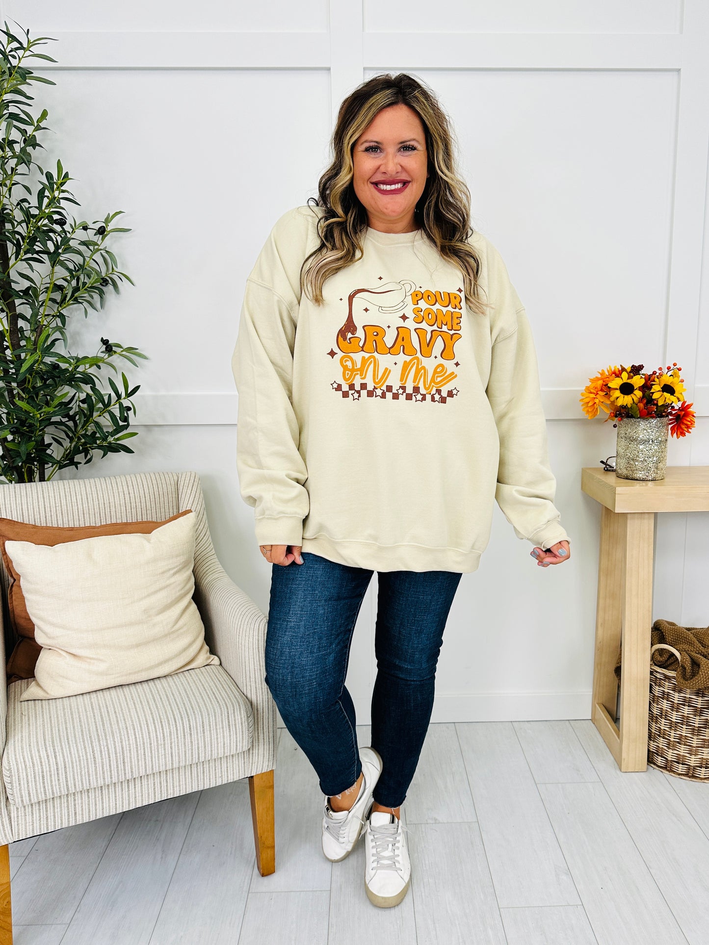 Pour Some Gravy On Me Graphic Crewneck Sweatshirt
