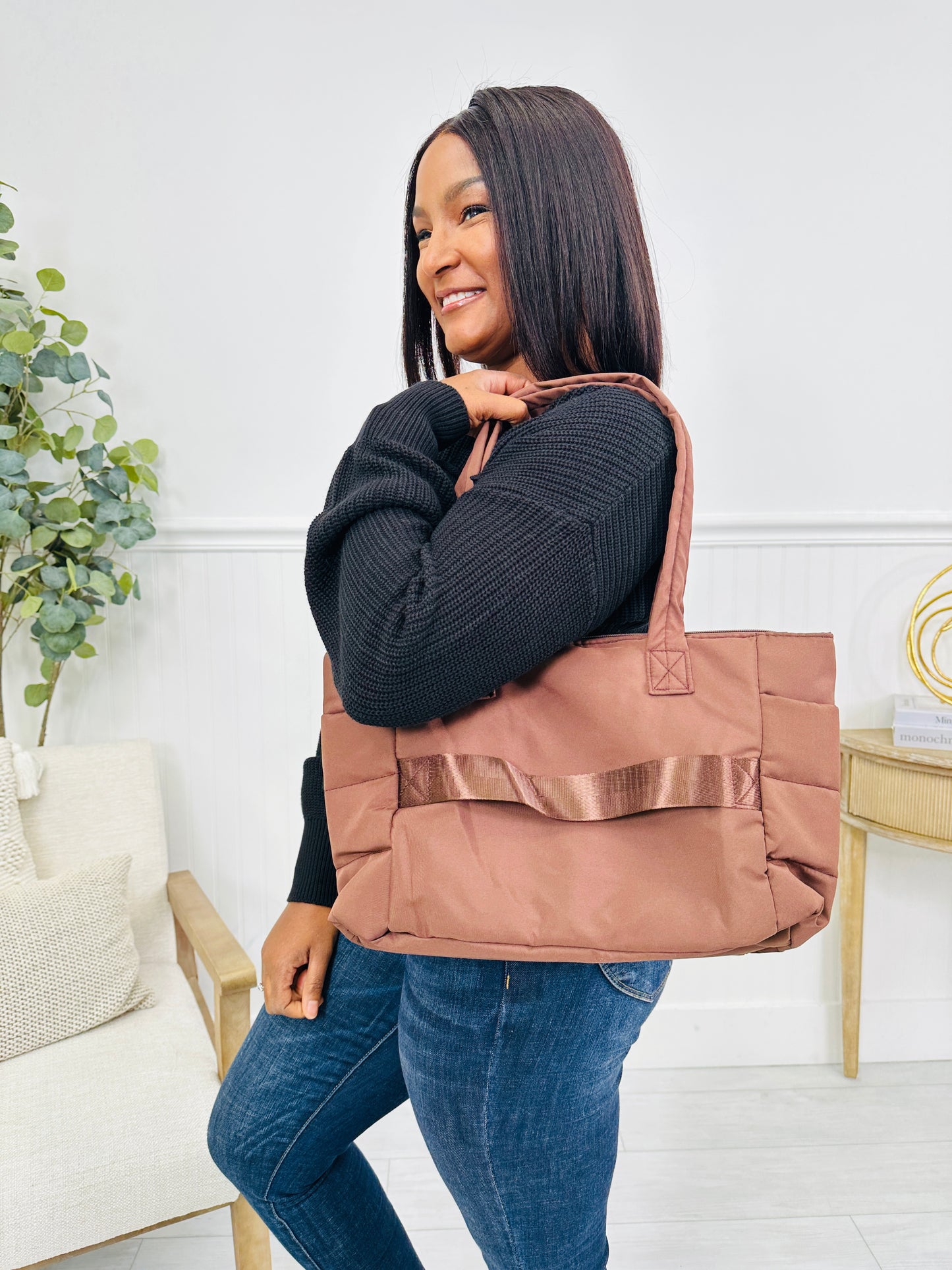 The Quilted Carry Puffer Tote Bag In Multiple Colors