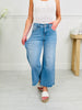 Subtly Studded Tummy Control Wide Leg Cropped Jeans