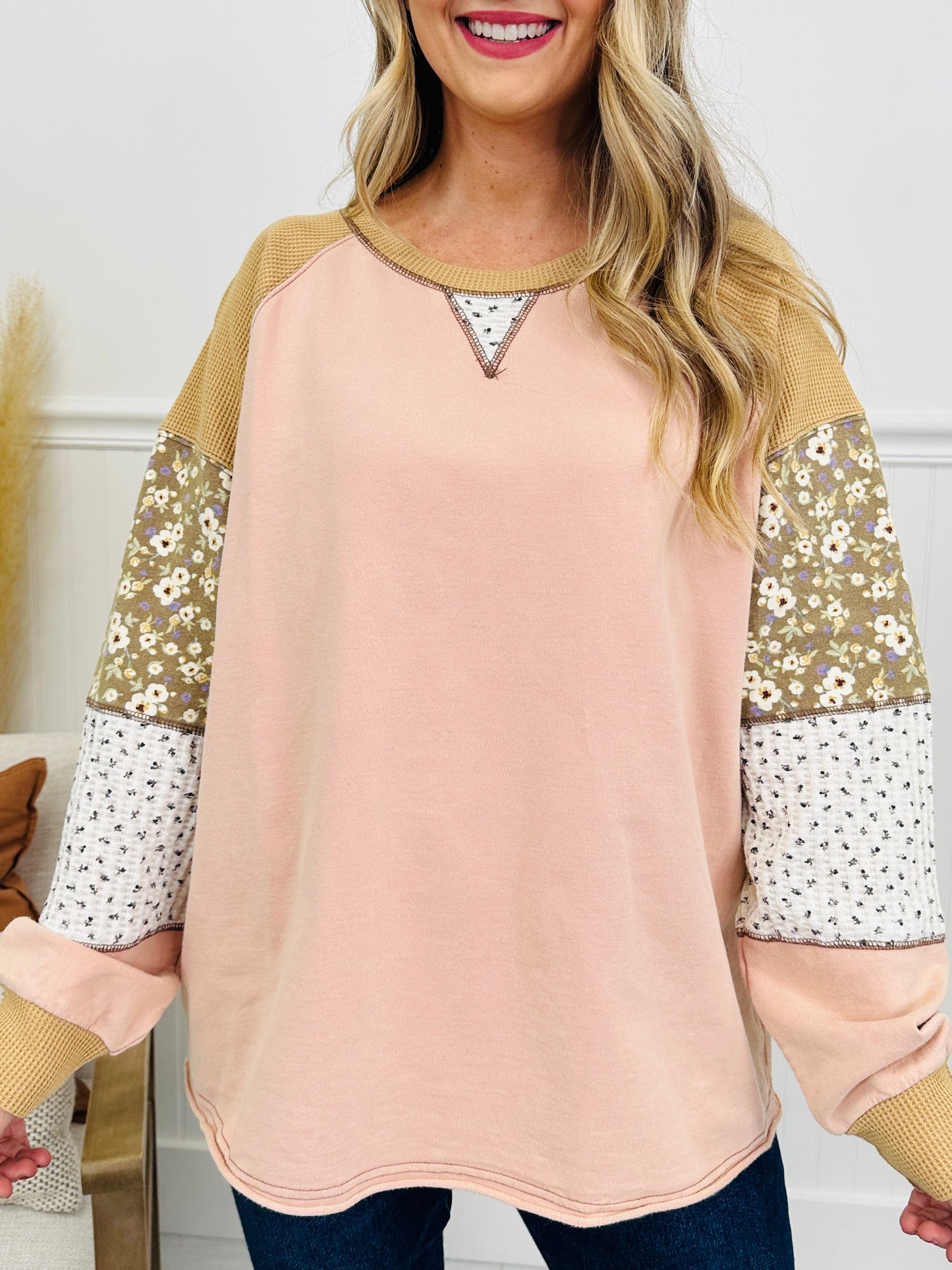 Pieced Back Together Top in V Rose