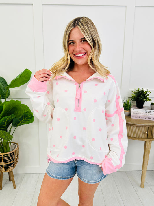 Polka Party Pullover In Pink