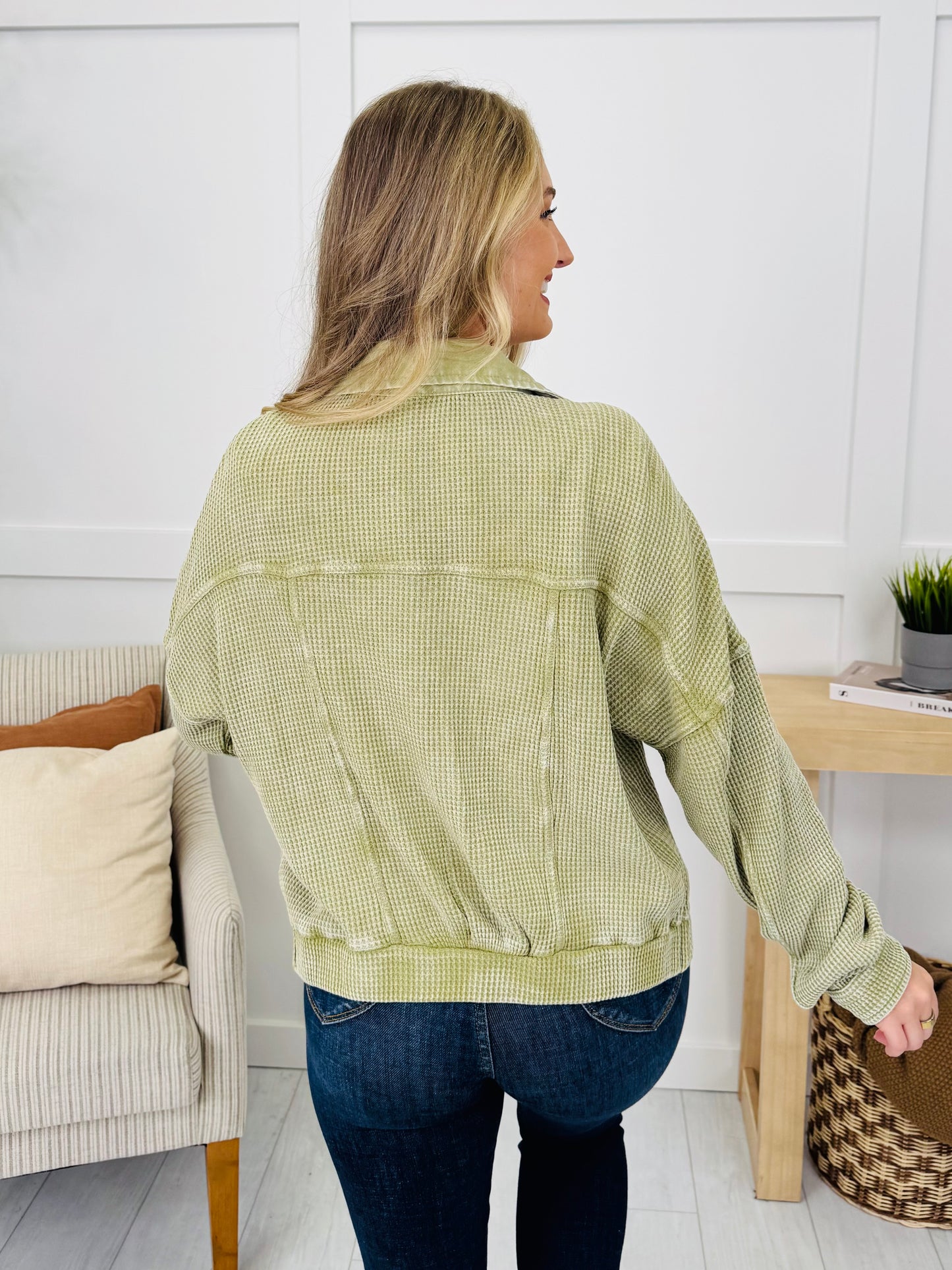 Caught You Looking Jacket in Cactus Green