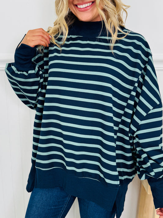 Stripe Up Your Alley Pullover In Navy
