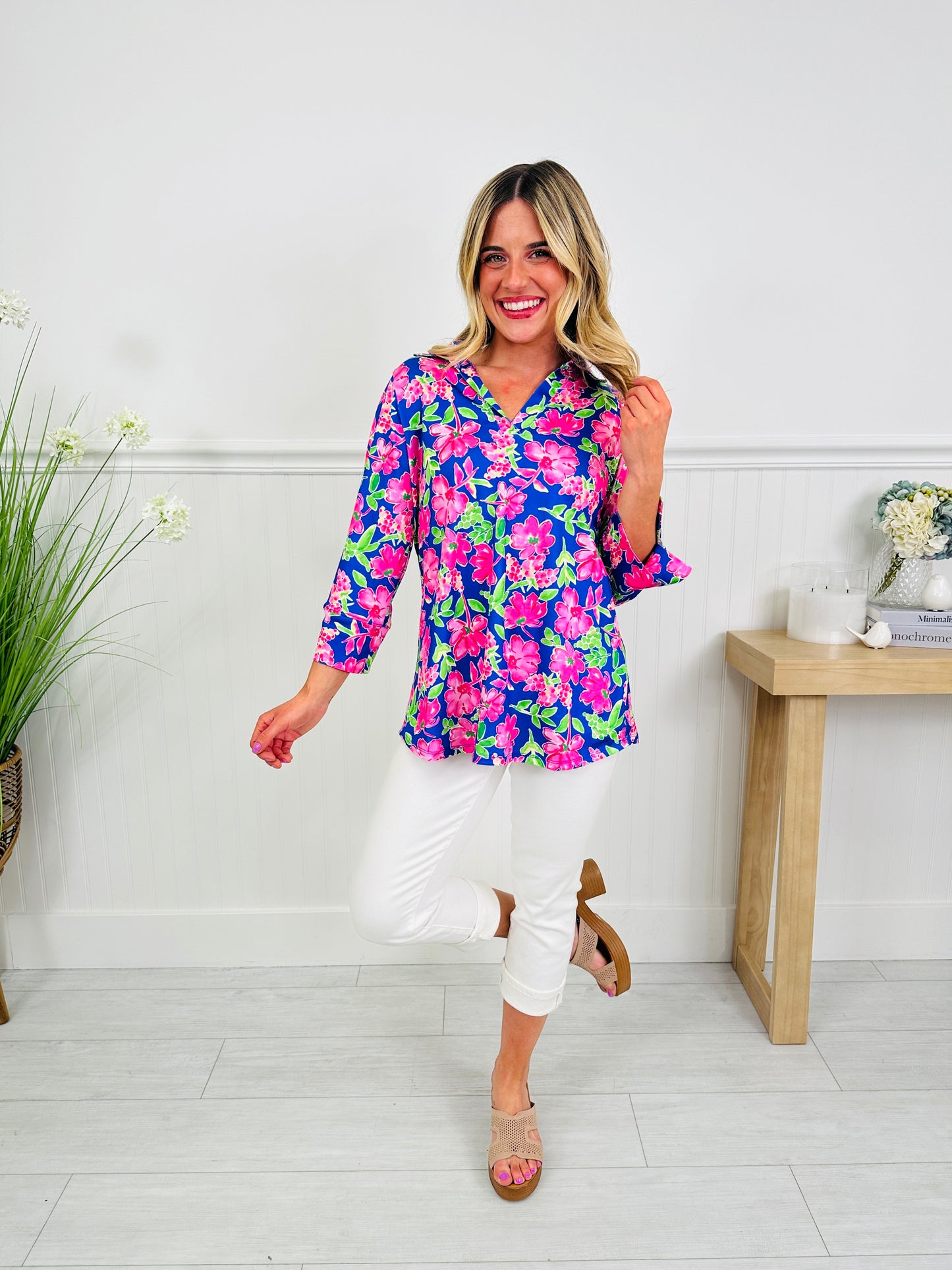 Bloom in Spring Top in Cosmos Print