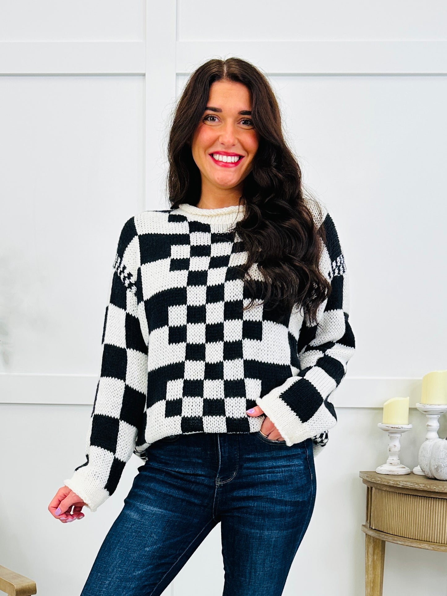 Winning Streak Sweater in Black Combo