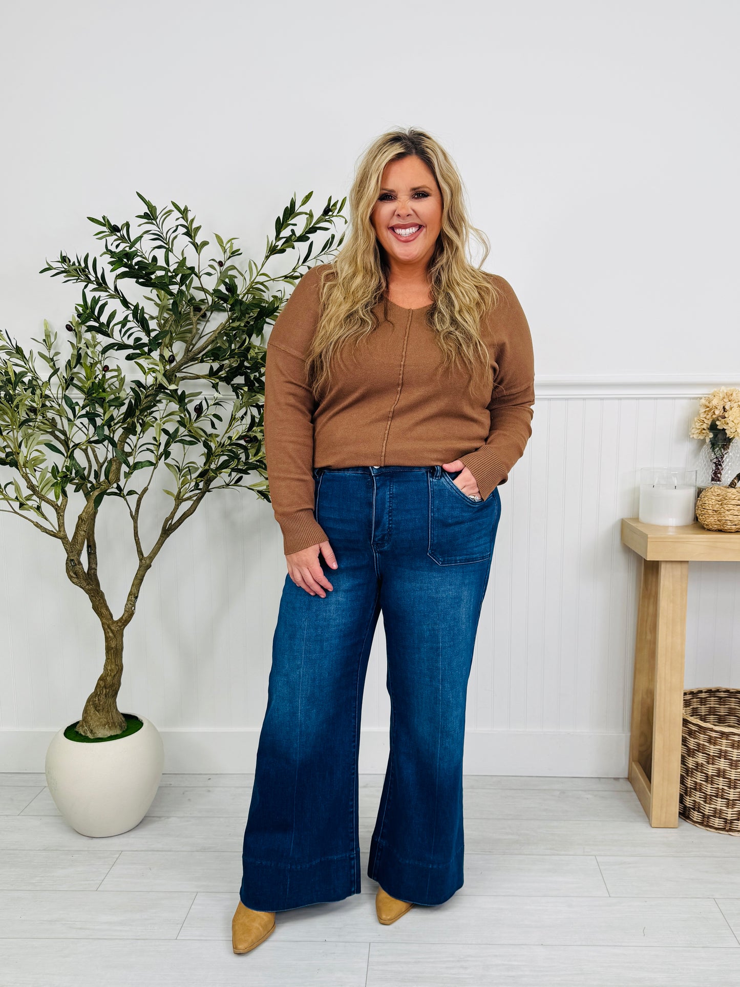 Full Of Style Tummy Control Wide Leg Jeans In Multiple Inseams