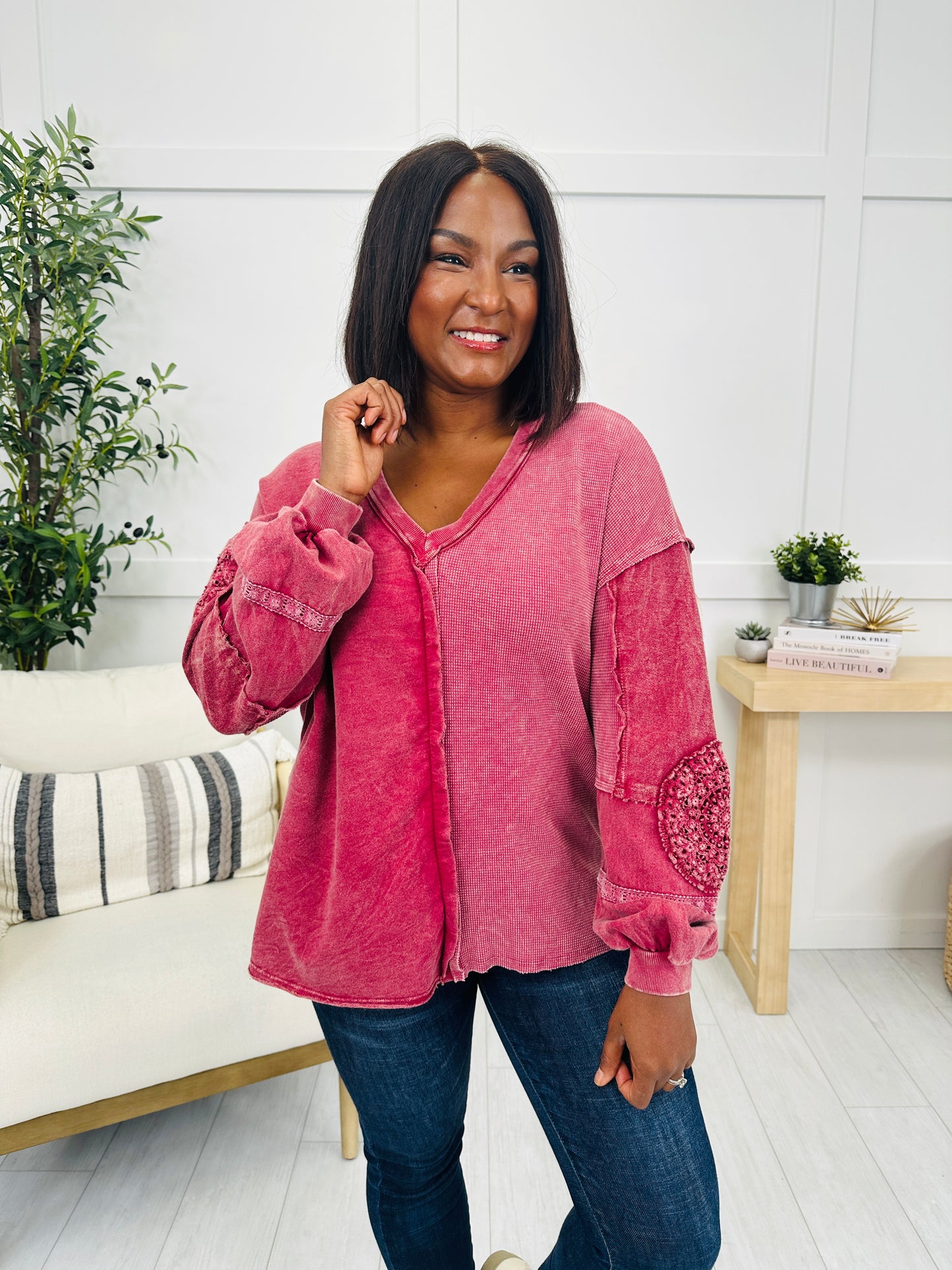 In My Arms Again Top In Burgundy