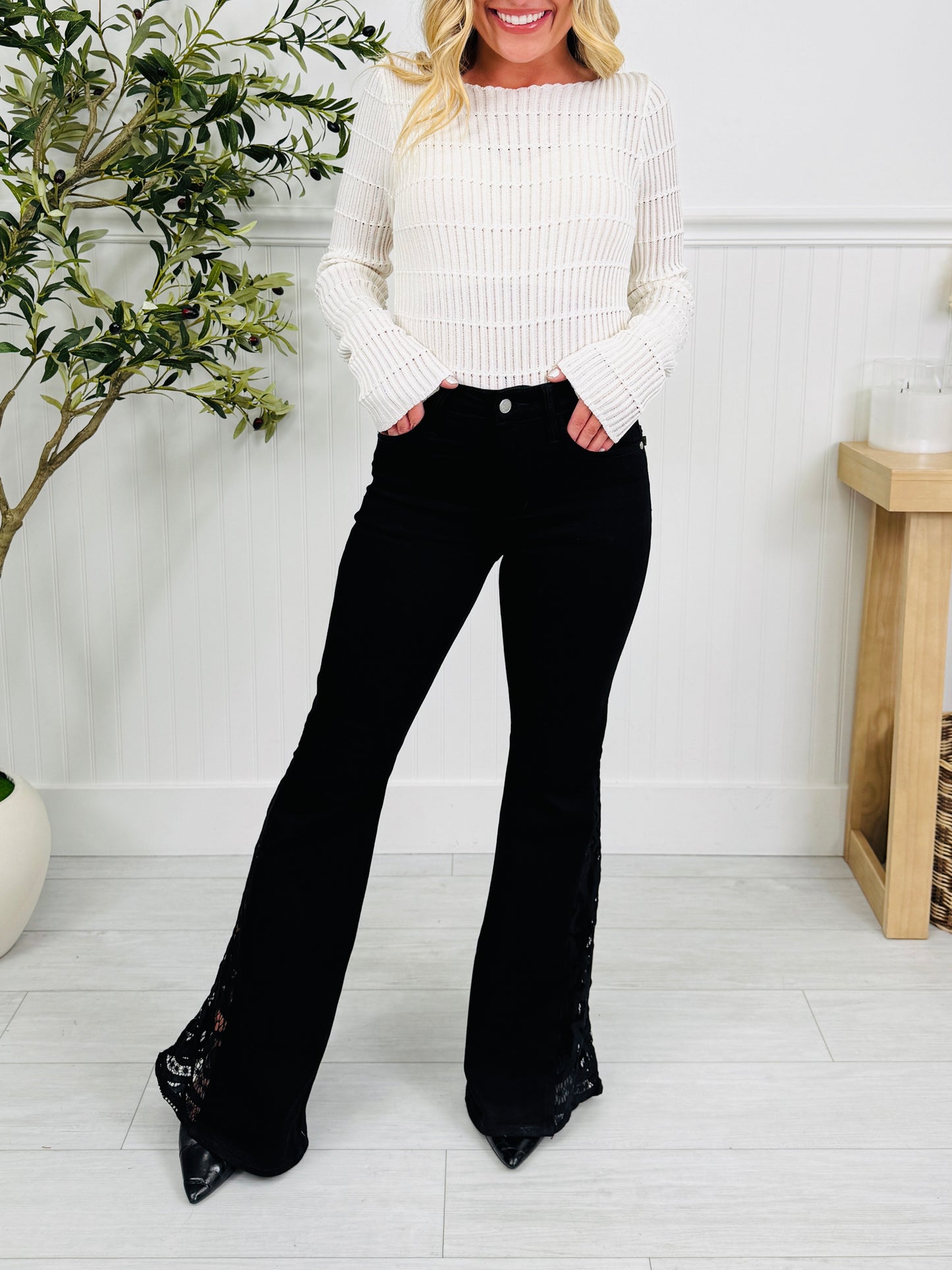 Judy Blue Lace Luxe Flare Jeans In Multiple Inseams