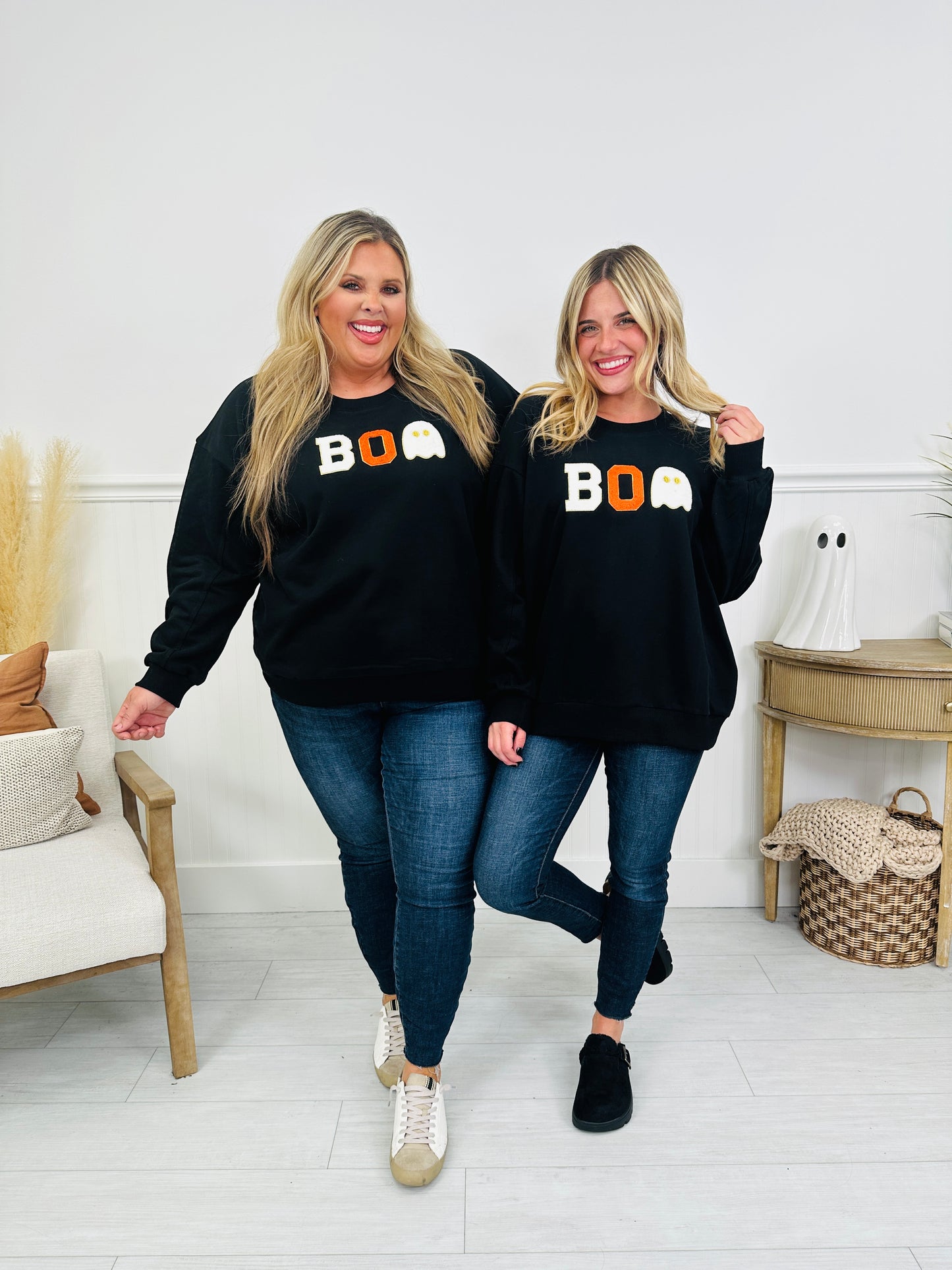 Boo Chenille Patch Crewneck Sweatshirt