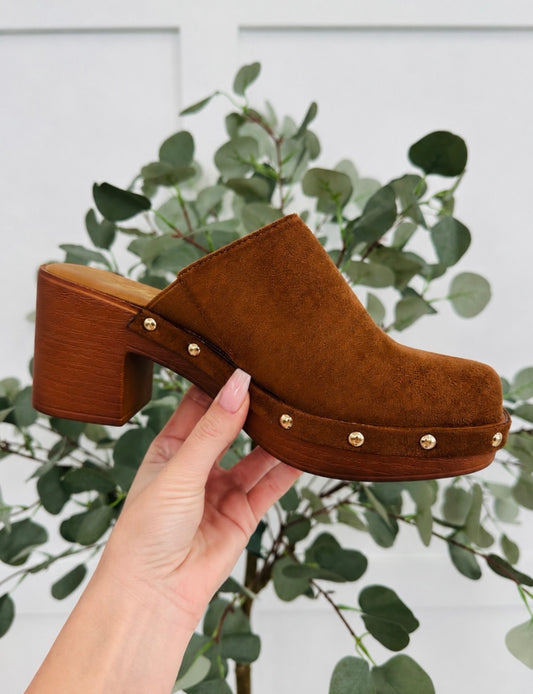 Saddlewood Studded Clog In Brown