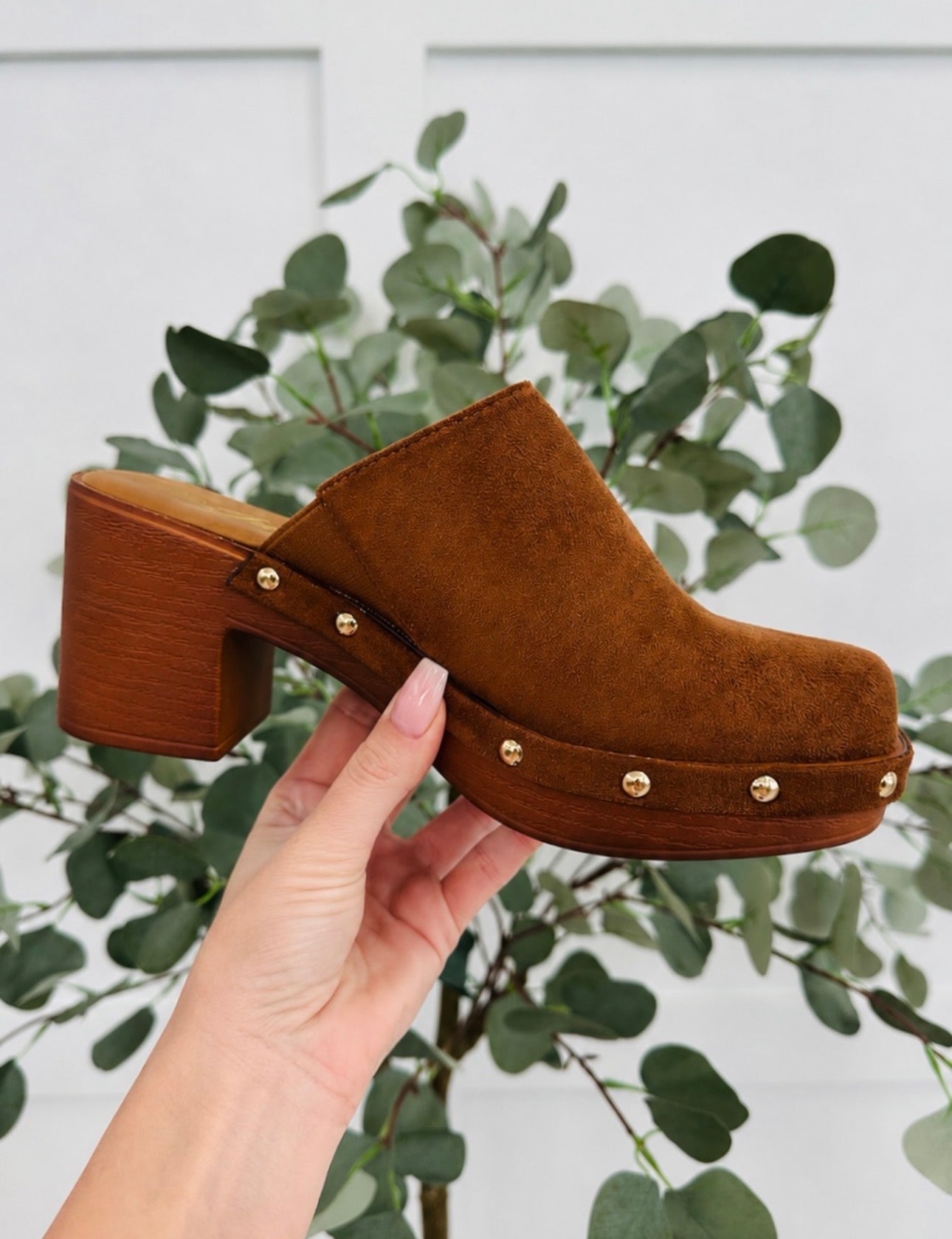 Saddlewood Studded Clog In Brown