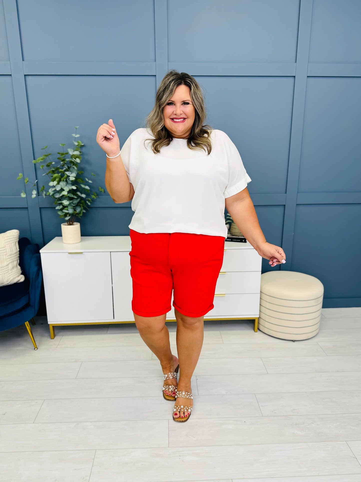 Judy Blue REG/CURVY America The Beautiful Bermudas in TWO Colors