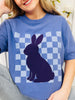 Checkered Bunny Graphic Tee-Multiple Colors