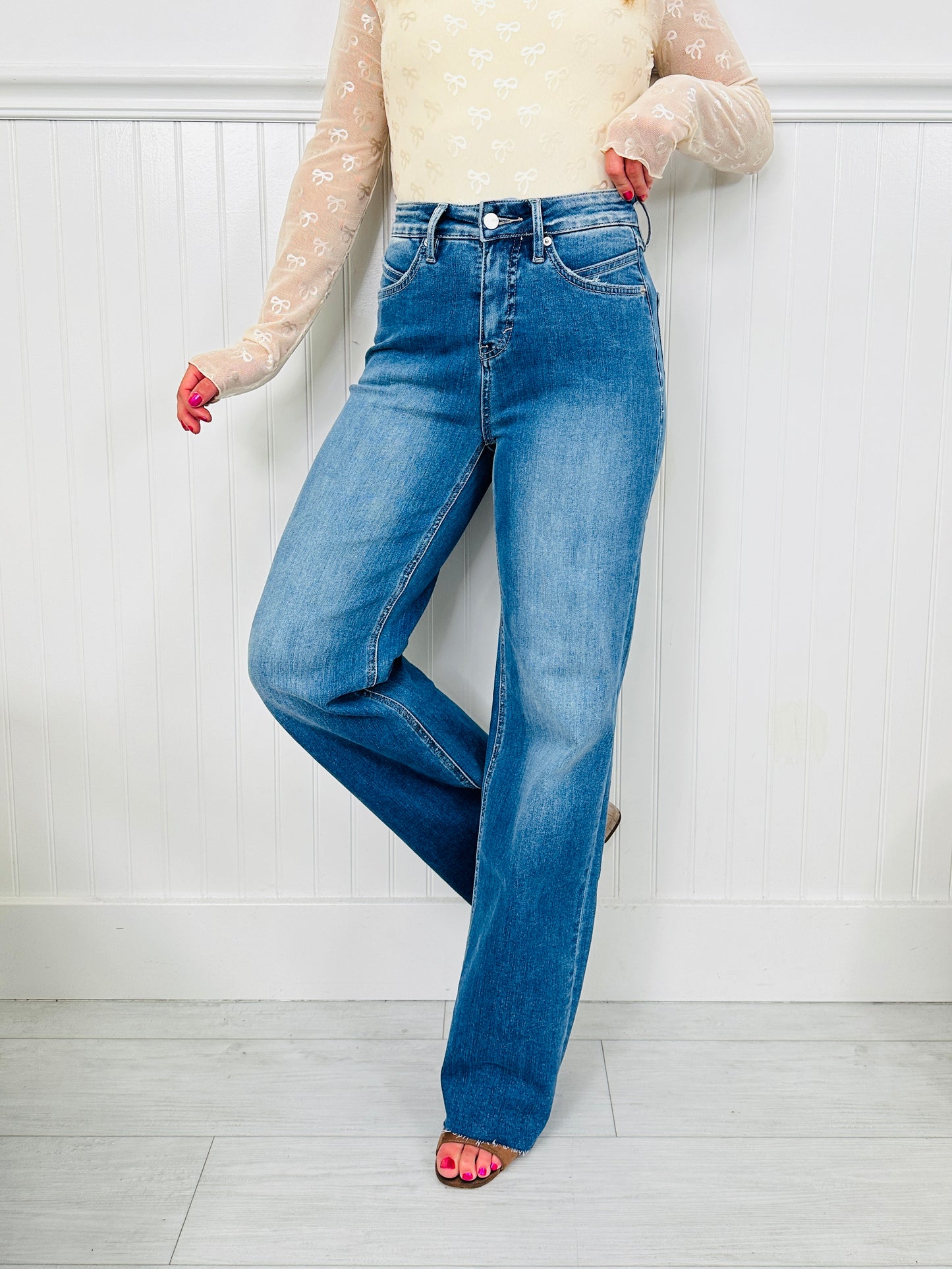 Go Into Detail Tummy Control Wide Leg Jeans