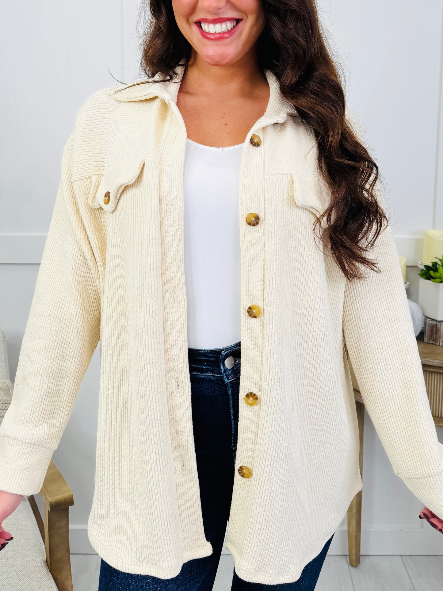 Autumn In The Air Shacket In Cream
