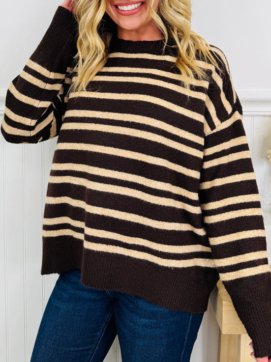 Soft Seasons Sweater In Dark Brown