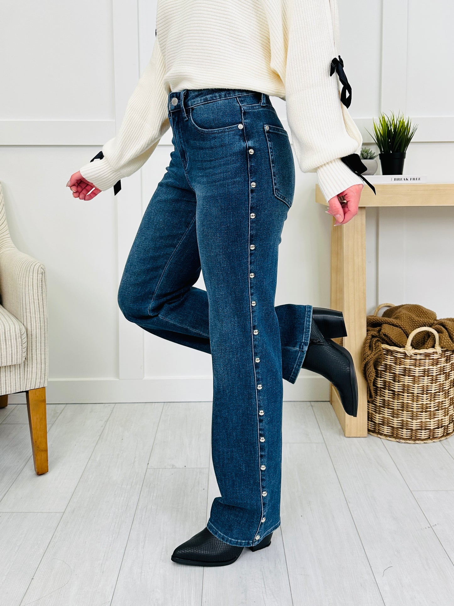 Judy Blue Straight Up Stud Straight Leg Jeans